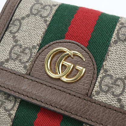 中古 グッチ 三つ折り財布 三折財布 コンパクト レディース ブランド GUCCI オフィディア  523174 ベージュ USDGU120174011