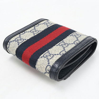 中古 グッチ 二つ折り財布 二折財布 コンパクト レディース ブランド GUCCI オフィディア コンパクトウォレット 598662 ネイビー USDGU120392011