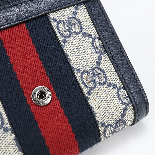 中古 グッチ 二つ折り財布 二折財布 コンパクト レディース ブランド GUCCI オフィディア コンパクトウォレット 598662 ネイビー USDGU120392011