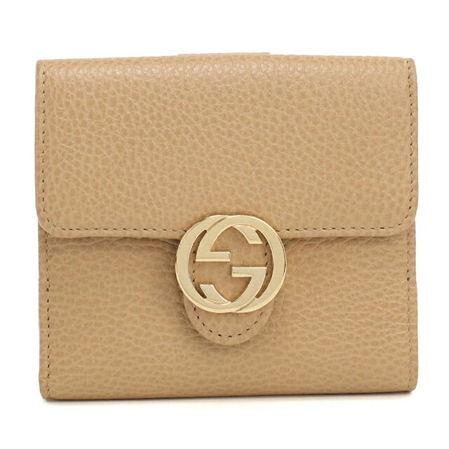 Used Gucci Bifold Wallet Bifold Wallet Compact Ladies Brand GUCCI Interlocking G W Hook Leather 615525 Beige USDGU120534011