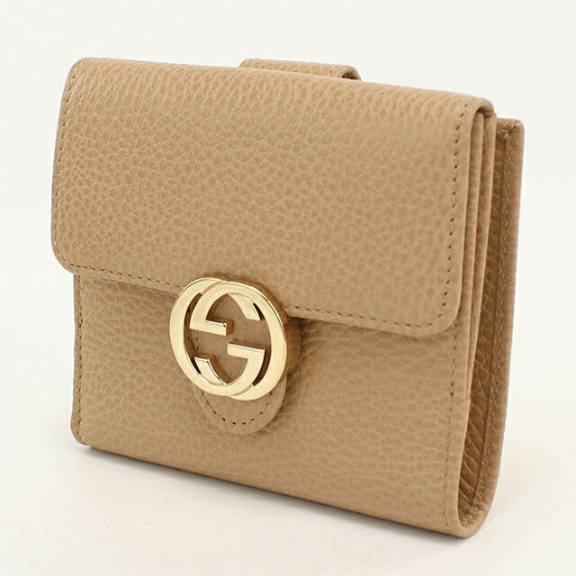 Used Gucci Bifold Wallet Bifold Wallet Compact Ladies Brand GUCCI Interlocking G W Hook Leather 615525 Beige USDGU120534011