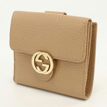 Used Gucci Bifold Wallet Bifold Wallet Compact Ladies Brand GUCCI Interlocking G W Hook Leather 615525 Beige USDGU120534011