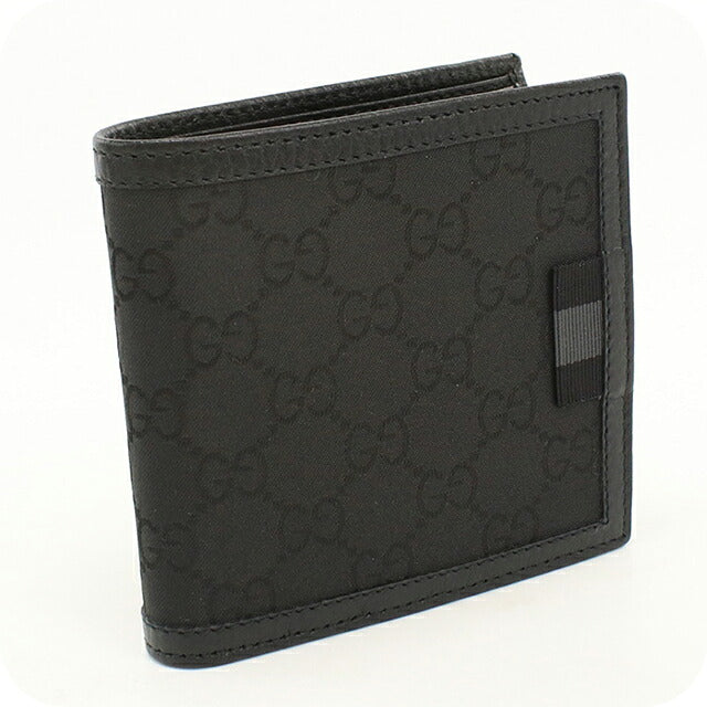 中古 グッチ 二つ折り財布 二折財布 コンパクト メンズ ブランド GUCCI GGナイロン  150413 ブラック USDGU120626011