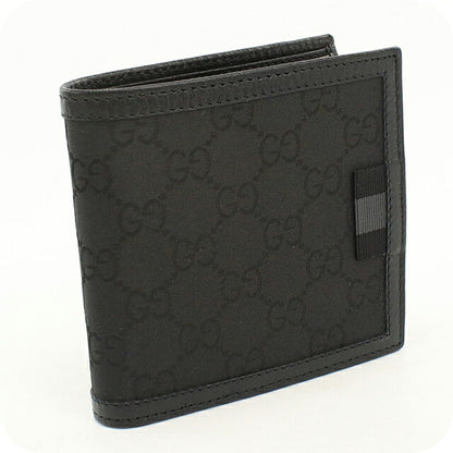 中古 グッチ 二つ折り財布 二折財布 コンパクト メンズ ブランド GUCCI GGナイロン  150413 ブラック USDGU120626011