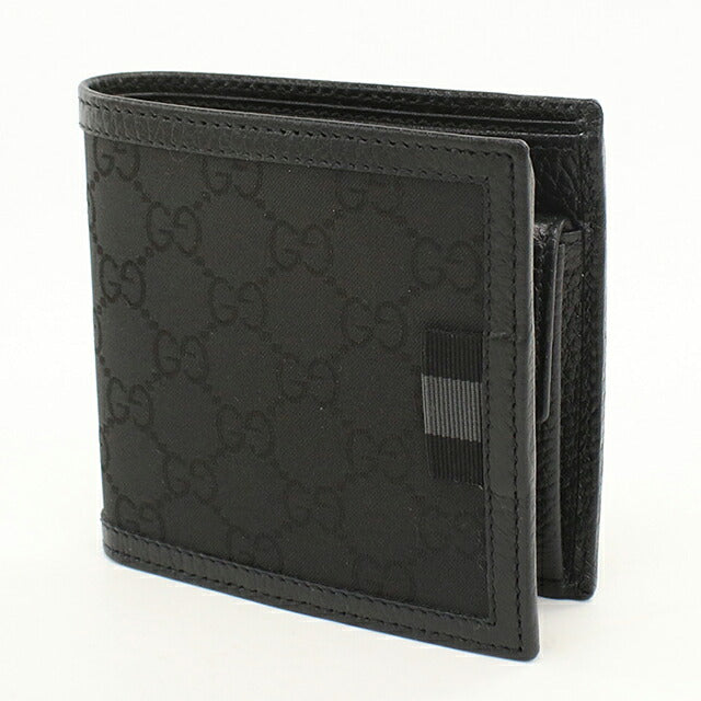 中古 グッチ 二つ折り財布 二折財布 コンパクト メンズ ブランド GUCCI GGナイロン  150413 ブラック USDGU120626011
