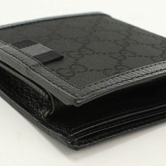 中古 グッチ 二つ折り財布 二折財布 コンパクト メンズ ブランド GUCCI GGナイロン  150413 ブラック USDGU120626011
