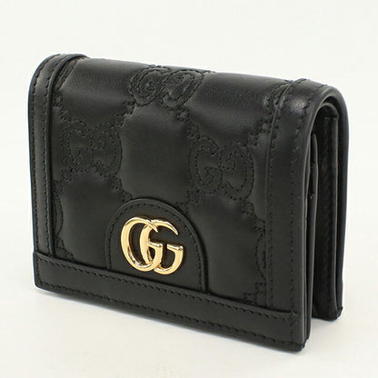 中古 グッチ 二つ折り財布 二折財布 コンパクト レディース ブランド GUCCI GGマトラッセ カードケース ウォレット レザー 723786 ブラック USDGU120660011