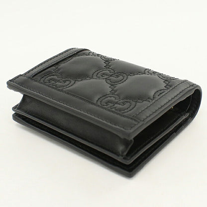 中古 グッチ 二つ折り財布 二折財布 コンパクト レディース ブランド GUCCI GGマトラッセ カードケース ウォレット レザー 723786 ブラック USDGU120660011