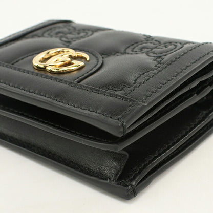 中古 グッチ 二つ折り財布 二折財布 コンパクト レディース ブランド GUCCI GGマトラッセ カードケース ウォレット レザー 723786 ブラック USDGU120660011