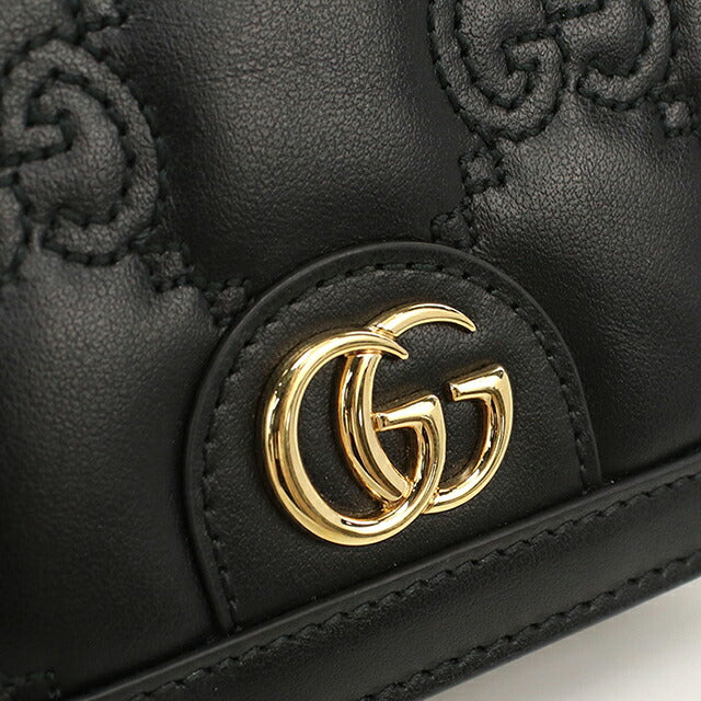 中古 グッチ 二つ折り財布 二折財布 コンパクト レディース ブランド GUCCI GGマトラッセ カードケース ウォレット レザー 723786 ブラック USDGU120660011