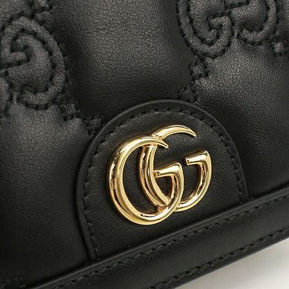 中古 グッチ 二つ折り財布 二折財布 コンパクト レディース ブランド GUCCI GGマトラッセ カードケース ウォレット レザー 723786 ブラック USDGU120660011