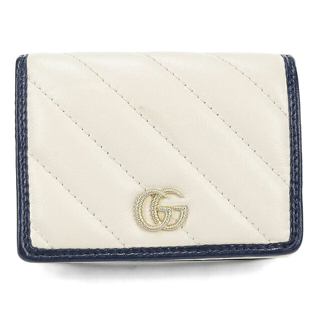中古 グッチ 二つ折り財布 二折財布 コンパクト レディース ブランド GUCCI GGマーモント  レザー 573811 ホワイト USDGU120721011
