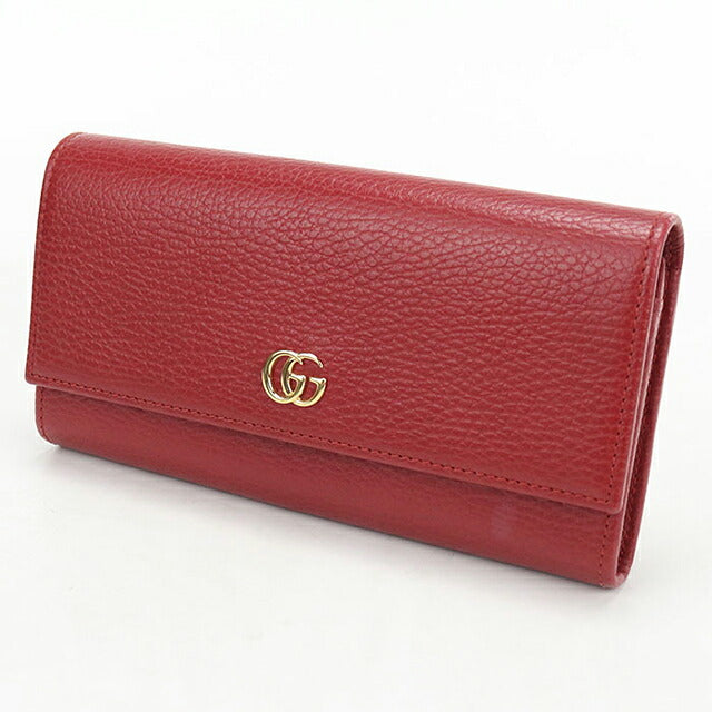 中古 グッチ 長財布二折 レディース ブランド GUCCI ダブルG コンチネンタルウォレット レザー 456116 レッド USDGU121143011