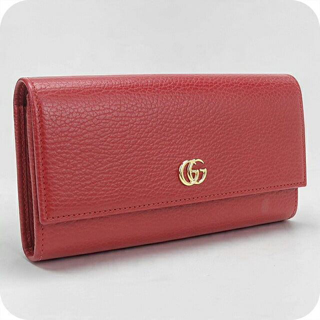 中古 グッチ 長財布二折 レディース ブランド GUCCI ダブルG コンチネンタルウォレット レザー 456116 レッド USDGU121143011