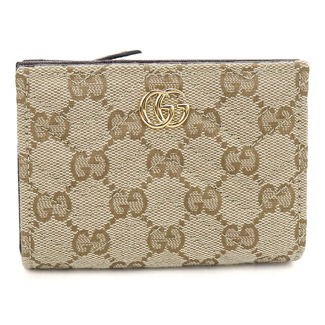 Used Gucci Bifold Wallet Bifold Wallet Compact Ladies Brand GUCCI GG Marmont 773427 Beige USDGU121144011
