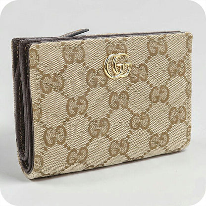 Used Gucci Bifold Wallet Bifold Wallet Compact Ladies Brand GUCCI GG Marmont 773427 Beige USDGU121144011