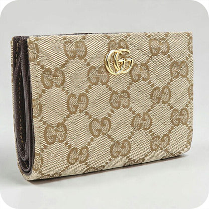 Used Gucci Bifold Wallet Bifold Wallet Compact Ladies Brand GUCCI GG Marmont 773427 Beige USDGU121145011