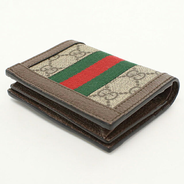 二手 Gucci 双折钱包 双折钱包 紧凑女士品牌 GUCCI Ophidia 卡包钱包 523155 米色 USDGU121182011