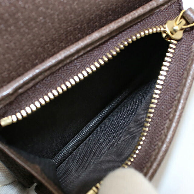 二手 Gucci 双折钱包 双折钱包 紧凑女士品牌 GUCCI Ophidia 卡包钱包 523155 米色 USDGU121182011