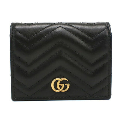 Used Gucci Bifold Wallet Bifold Wallet Compact Ladies Brand GUCCI Double G Mini Wallet Leather 466492 Black USDGU121183011