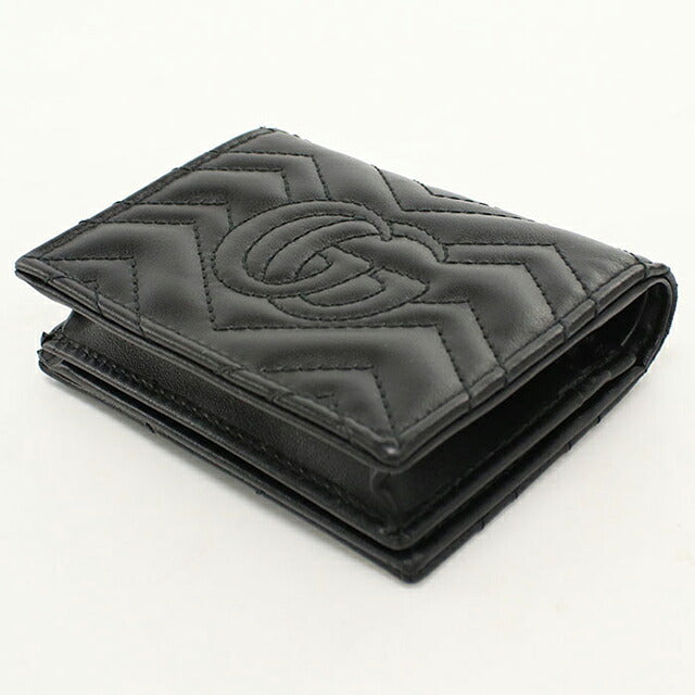 Used Gucci Bifold Wallet Bifold Wallet Compact Ladies Brand GUCCI Double G Mini Wallet Leather 466492 Black USDGU121183011
