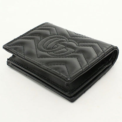 Used Gucci Bifold Wallet Bifold Wallet Compact Ladies Brand GUCCI Double G Mini Wallet Leather 466492 Black USDGU121183011