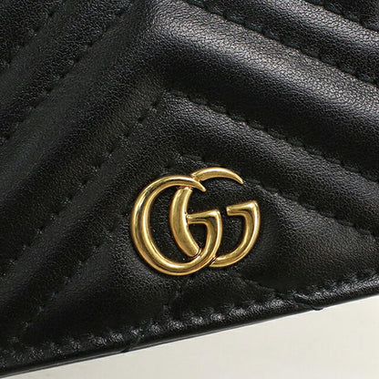 Used Gucci Bifold Wallet Bifold Wallet Compact Ladies Brand GUCCI Double G Mini Wallet Leather 466492 Black USDGU121183011