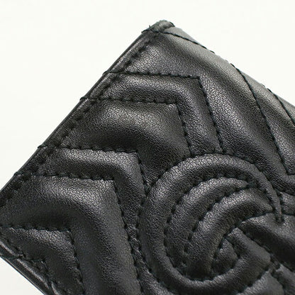 Used Gucci Bifold Wallet Bifold Wallet Compact Ladies Brand GUCCI Double G Mini Wallet Leather 466492 Black USDGU121183011
