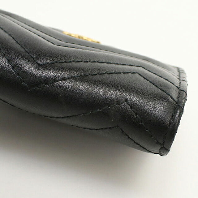 Used Gucci Bifold Wallet Bifold Wallet Compact Ladies Brand GUCCI Double G Mini Wallet Leather 466492 Black USDGU121183011
