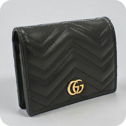 Used Gucci Bifold Wallet Bifold Wallet Compact Ladies Brand GUCCI Double G Mini Wallet Leather 466492 Black USDGU121183011