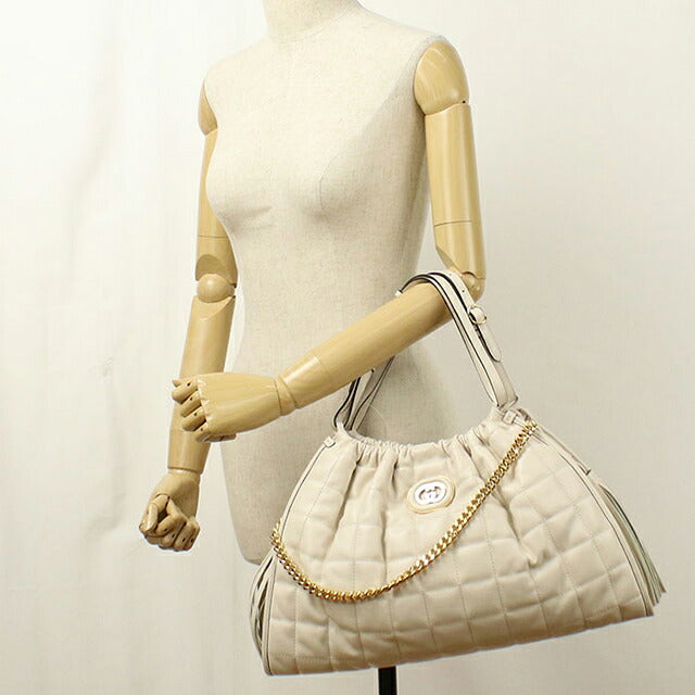中古 グッチ トートバッグ レディース ブランド GUCCI キルティング ミディアム 2WAY レザー 746210 ホワイト USDGU121196011
