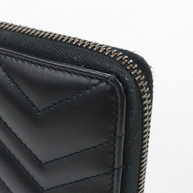中古 グッチ 長財布ラウンドファスナー レディース ブランド GUCCI ダブルG  レザー 443123 ブラック USDGU121236011
