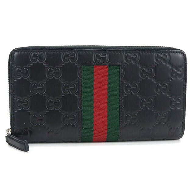 中古 グッチ 長財布ラウンドファスナー メンズ ブランド GUCCI グッチシマ  レザー 408831 ブラック USDGU121244011
