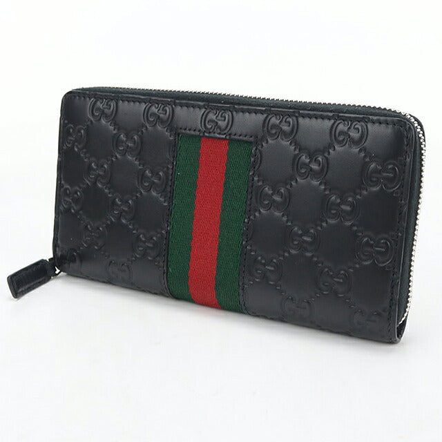 中古 グッチ 長財布ラウンドファスナー メンズ ブランド GUCCI グッチシマ  レザー 408831 ブラック USDGU121244011