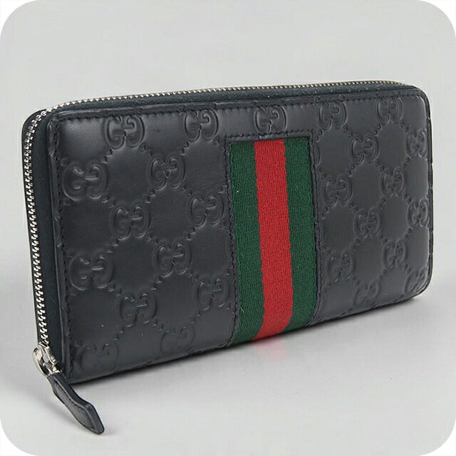 中古 グッチ 長財布ラウンドファスナー メンズ ブランド GUCCI グッチシマ  レザー 408831 ブラック USDGU121244011