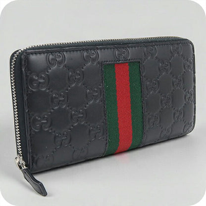 中古 グッチ 長財布ラウンドファスナー メンズ ブランド GUCCI グッチシマ  レザー 408831 ブラック USDGU121244011