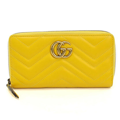 中古 グッチ 長財布ラウンドファスナー レディース ブランド GUCCI ダブルG ジップアラウンドウォレット レザー 443123 イエロー USDGU121298011