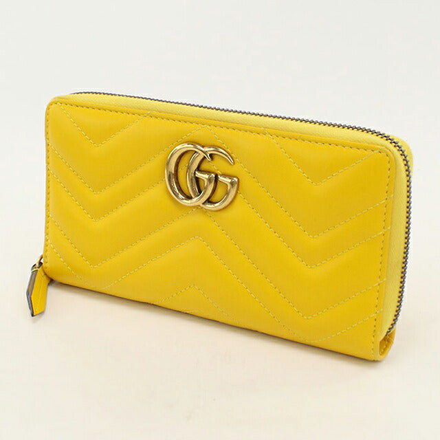 中古 グッチ 長財布ラウンドファスナー レディース ブランド GUCCI ダブルG ジップアラウンドウォレット レザー 443123 イエロー USDGU121298011
