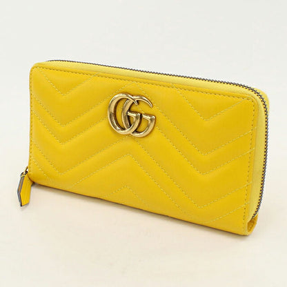 中古 グッチ 長財布ラウンドファスナー レディース ブランド GUCCI ダブルG ジップアラウンドウォレット レザー 443123 イエロー USDGU121298011