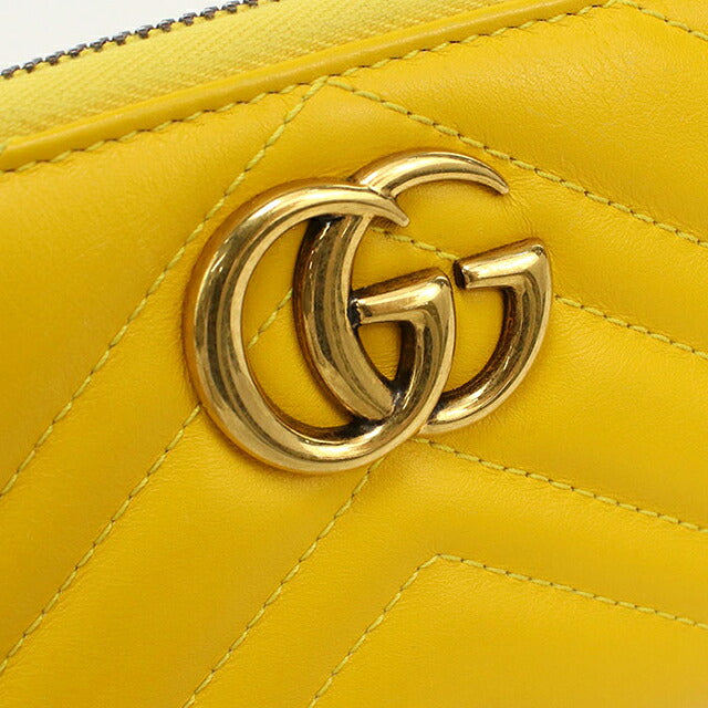 中古 グッチ 長財布ラウンドファスナー レディース ブランド GUCCI ダブルG ジップアラウンドウォレット レザー 443123 イエロー USDGU121298011