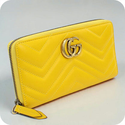 中古 グッチ 長財布ラウンドファスナー レディース ブランド GUCCI ダブルG ジップアラウンドウォレット レザー 443123 イエロー USDGU121298011