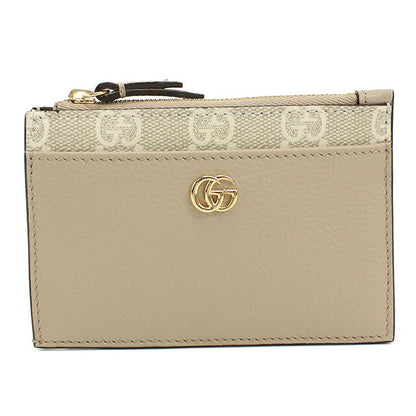 中古 グッチ 小銭入れ レディース ブランド GUCCI ダブルG バイカラー ジップ キーポーチ レザー 837966 ベージュ USDGU121299011