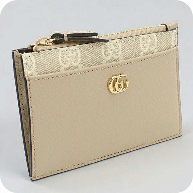 中古 グッチ 小銭入れ レディース ブランド GUCCI ダブルG バイカラー ジップ キーポーチ レザー 837966 ベージュ USDGU121299011