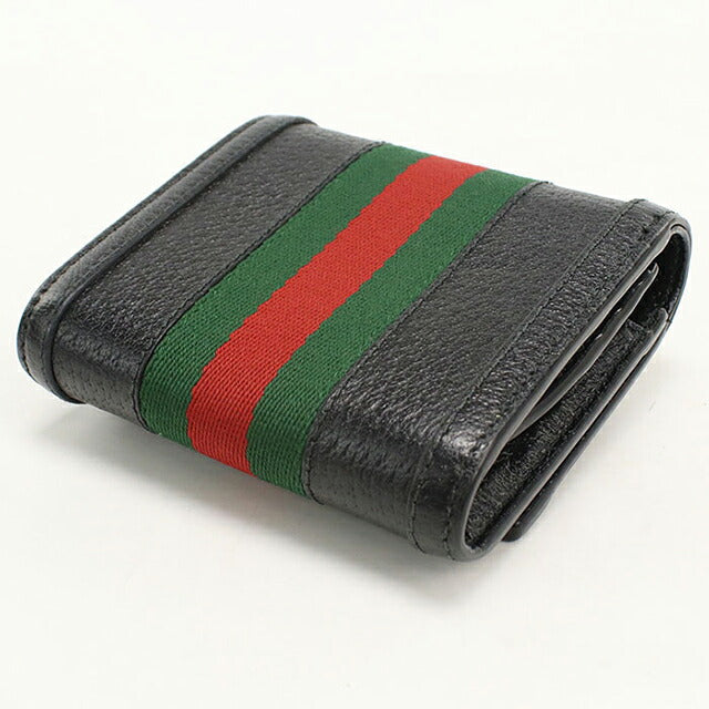 二手 Gucci 双折钱包 双折钱包 紧凑型女士品牌 GUCCI Ophidia 中号钱包皮革 719887 黑色 USDGU121300011