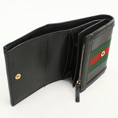 二手 Gucci 双折钱包 双折钱包 紧凑型女士品牌 GUCCI Ophidia 中号钱包皮革 719887 黑色 USDGU121300011