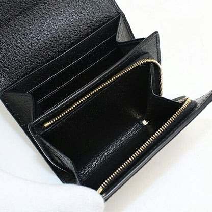 二手 Gucci 双折钱包 双折钱包 紧凑型女士品牌 GUCCI Ophidia 中号钱包皮革 719887 黑色 USDGU121300011