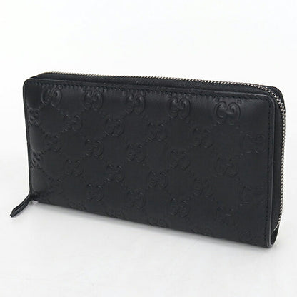 中古 グッチ 長財布ラウンドファスナー メンズ ブランド GUCCI グッチシマ  レザー 244994 ブラック USDGU121417011