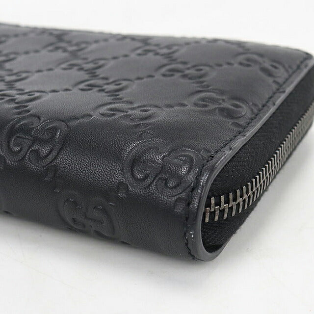 中古 グッチ 長財布ラウンドファスナー メンズ ブランド GUCCI グッチシマ  レザー 244994 ブラック USDGU121417011