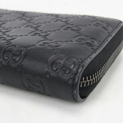 中古 グッチ 長財布ラウンドファスナー メンズ ブランド GUCCI グッチシマ  レザー 244994 ブラック USDGU121417011