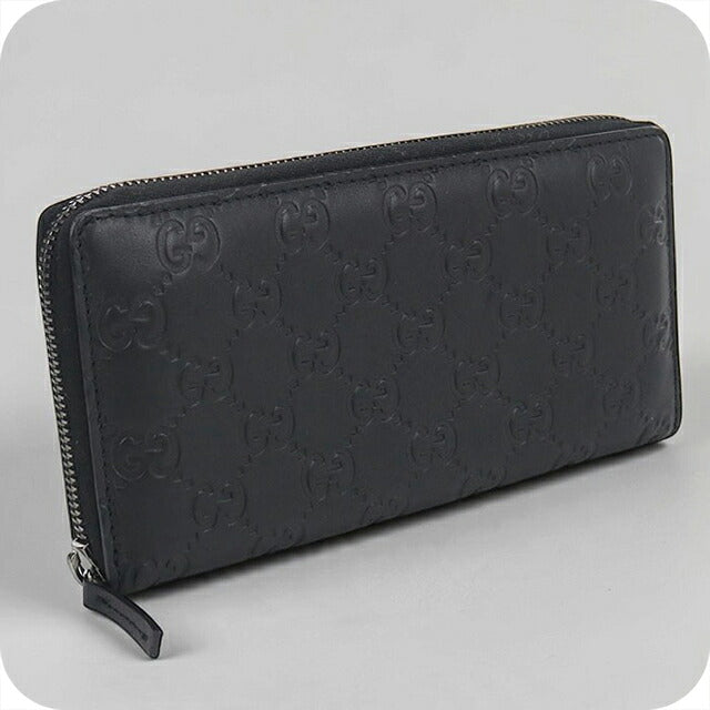中古 グッチ 長財布ラウンドファスナー メンズ ブランド GUCCI グッチシマ  レザー 244994 ブラック USDGU121417011